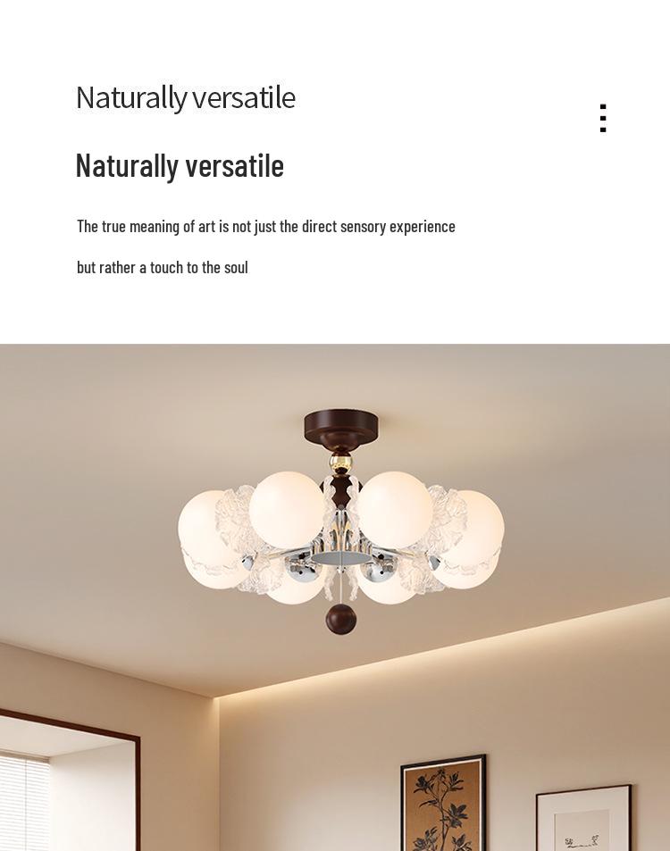 French Luxury Glass Chandelier - Modern Minimalist Lighting for Bedroom or Study