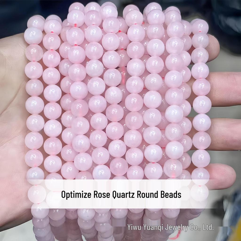 7A Grade Natural Ice Pink Crystal Beads for DIY Jewelry Making – Round & Translucent.