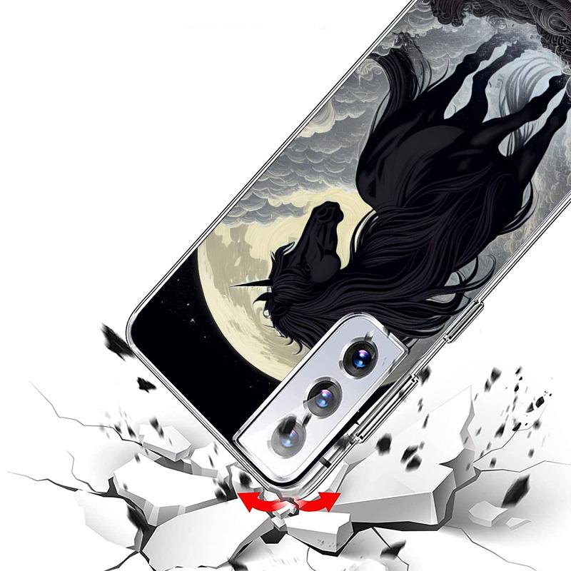 Animal Black Horse Phone Case For Samsung Galaxy S24 S25 Edge S26 Ultra S23 S22 S21 Plus S20 FE + Personalized Print Cover Galax