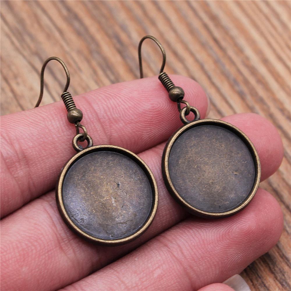 

Серьги-капли Круглый крючок для уха Стеклянный кабошон Основа-подложка Минималистичные ювелирные компоненты Размер серьги 18x19мм QE025 A09-1pair-18mm