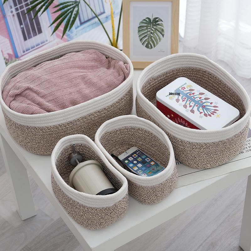 Large Cotton Rope Woven Storage Basket for Toys, Clothes, and Sundries