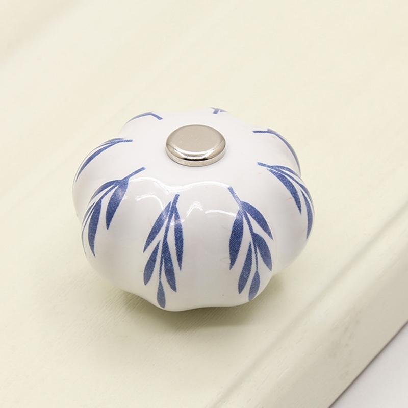 Retro European Style Cabinet Handle Wardrobe Ceramic Drawer Knobs Door Handle Circular Cupboard Pulls Floral Furniture Hardware