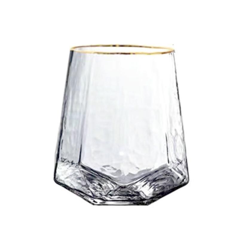 Creative Diamond-550ml-Shaped Hammered Goblet Gold-Painted Ice Dew Red Wine Glass Champagne Whiskey Cup Vintage Wine