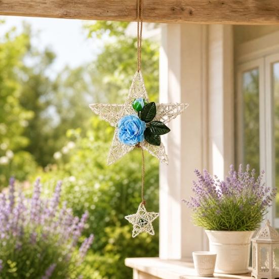Rattan Hanging Ornaments, Five-pointed Star Shape Hangings, Handcrafted Durable Wear-resistant Home Decoration for Family Friends