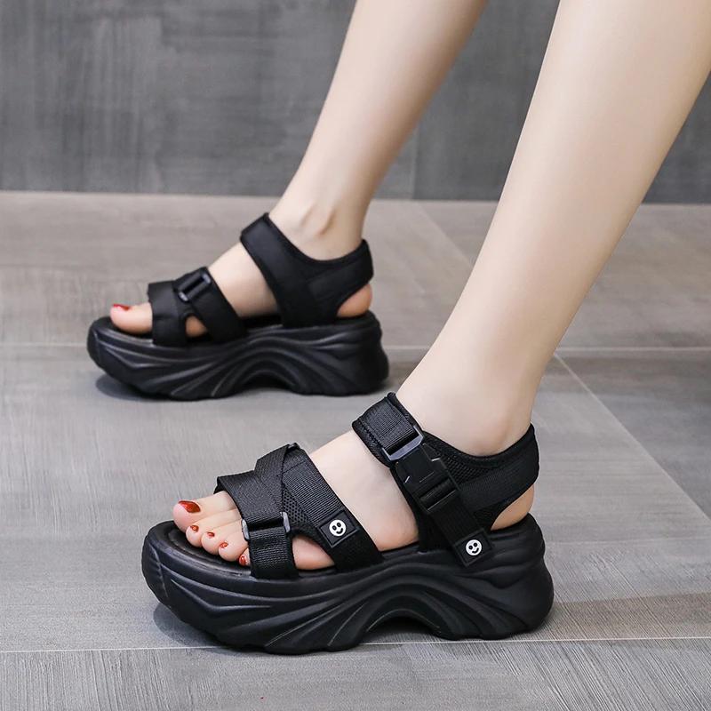 

New Solid Color Simple Buckle Comfortable Casual Women s Shoes Thick Sole Wear-resistant Summer Sandals Chaussure Femme 36 чёрный