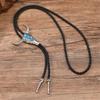 Bullhead Pendant Bolotie Antique Charm Necktie PU Cord Necklace For Men Casual Outfit And Western Styling Neckpiece