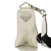 Used 11569 Triangle Leather Crossbody Bag 1BH190 2BYA F00099 7921 White RFID IC Chip Embossed Logo Bianco Unisex from