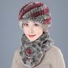 Middle-aged Rex rabbit hair hat female autumn and winter warm elderly grandmother ear protection fur mother wool scarf
