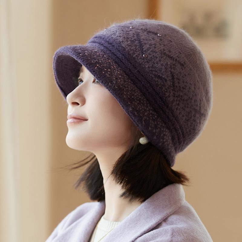 Women's Winter Warm Stylish Versatile Fashionable Beret Hat Anti-cold Ear Protection Wool Cap Middle-aged And Elderly Mom Hat