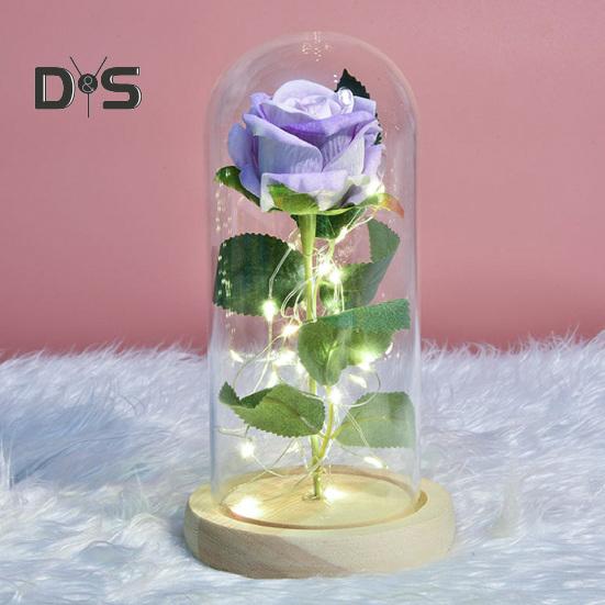 Artificial Rose Flowers Eternal Rose with LED Light Realistic Looking Battery Powered Simulation Rose Flower Holiday Gifts