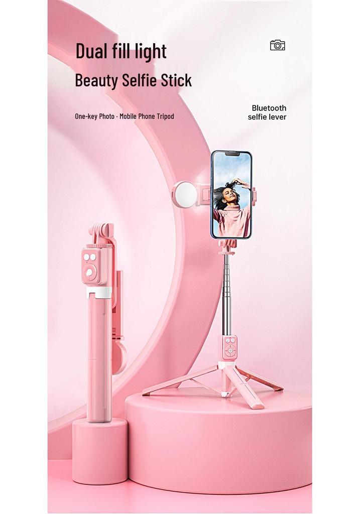 B12s All-in-One Selfie Stick Tripod with Bluetooth Remote and Fill Light
