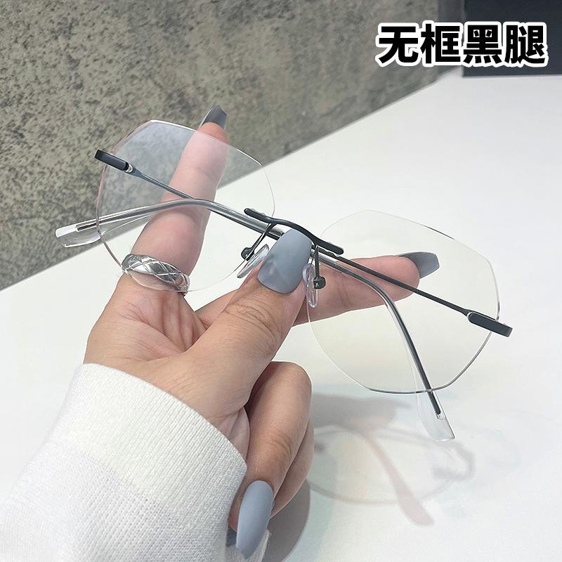 Transparent Rimless Blue Light Blocking Glasses Ultra Light Optical Metal Frame Eyewear for Women Men