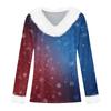 Women's Casual Fashion Long Sleeve Christmas Printed Flannel Collar Top