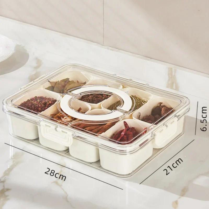 

Органайзер для закусок на 8 отделений, раздельная обеденная тарелка с крышкой и ручкой, переносной контейнер для закусок, органайзер для конфет, фруктовая тарелка белый