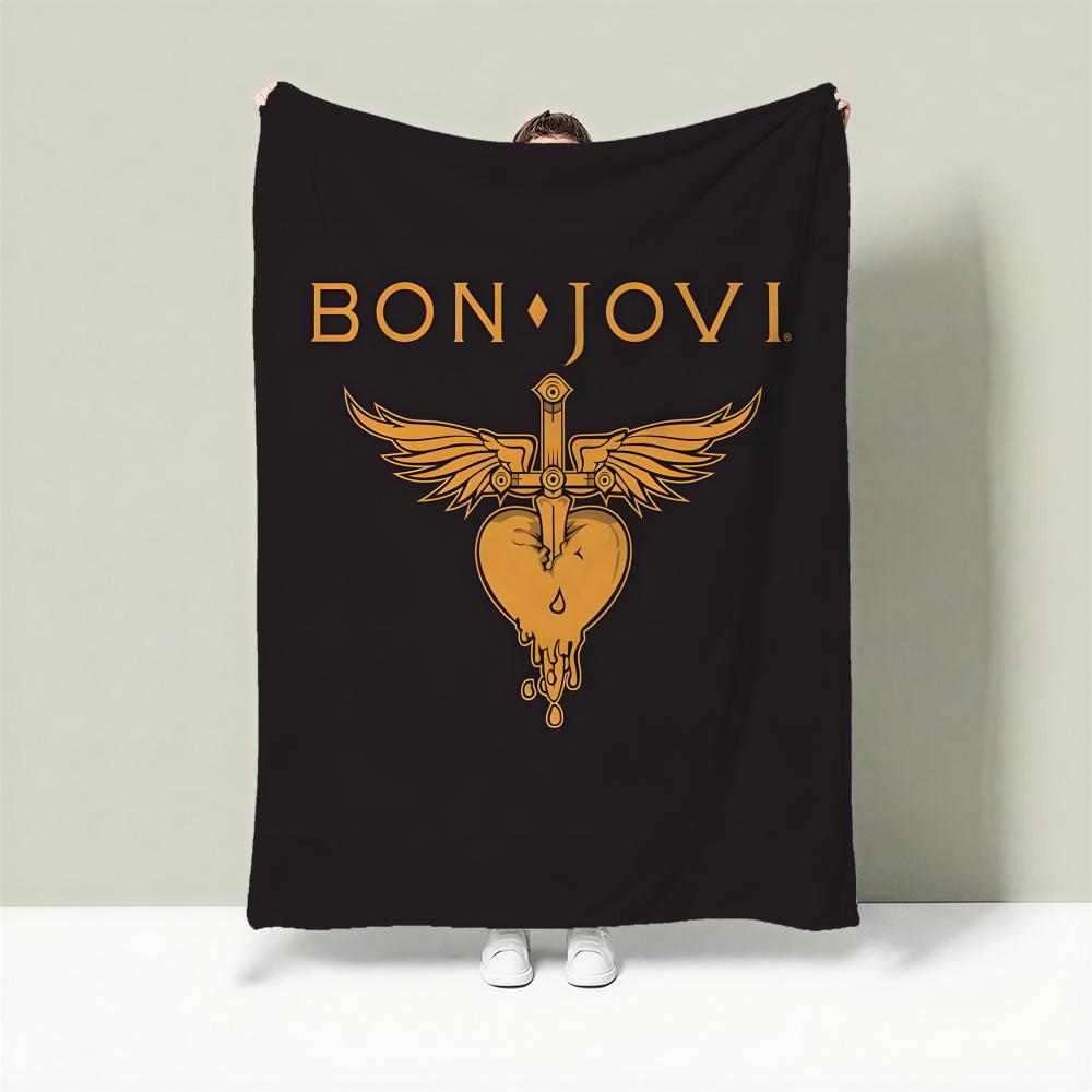 Band B-Bon Jovi Throw Lightweight 240g Flannel Blanket Soft Skin-friendly for Summer Cooling 75X95CM