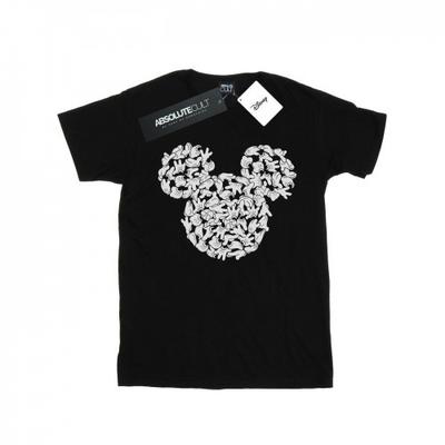 Camiseta Boyfriend de Algodão Mickey Mouse Cabeça de Mãos Feminina/Senhora
