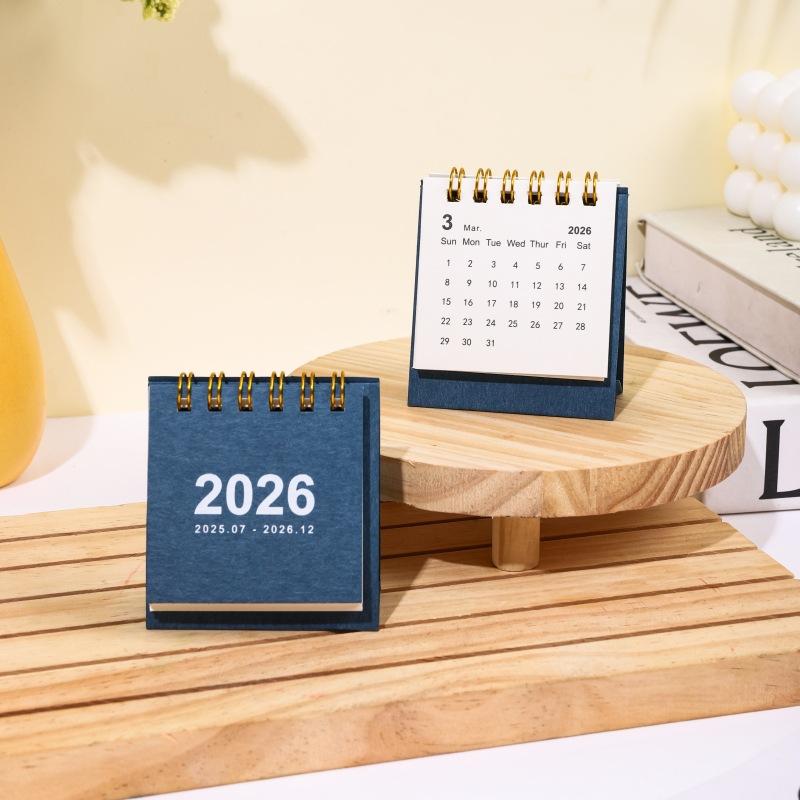 English 2026 2026 Mini Simple Small Desk Calendar Pocket Portable Daily Memo Calendar Planner Desktop Decor Office Stationery