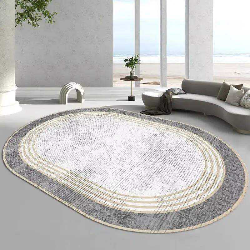 

Овальний Розкішний Килим для Вітальні Домашній Декор Простий Великий Килим для Дивана та Столу Прані Килимки для Спальні Приліжкові Підлогові М які Килимки 200x300cm 78.7x118in
