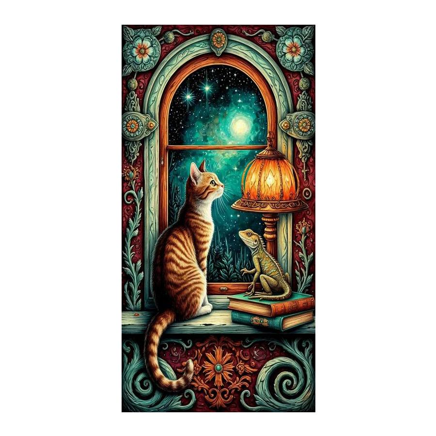 Moon Cat Gecko Large Size Diamond Painting Animals Diy Full Square Round Drill Rhinestone Embroidery Mosaic Cross Stitch Kits Wall Decor