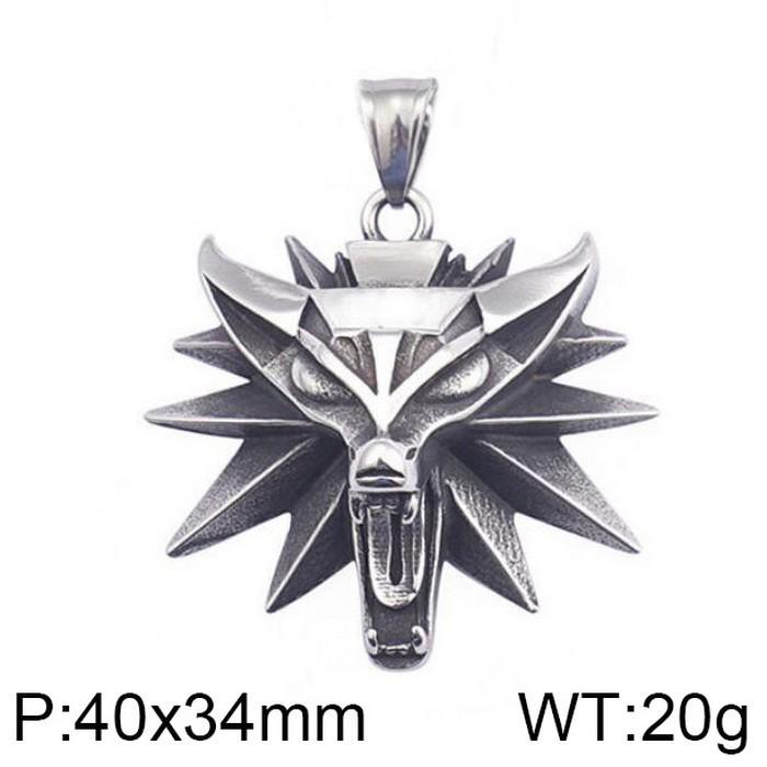 European and American Game-Themed Witcher Wolf Head Necklace - Titanium Steel Pendant for Men
