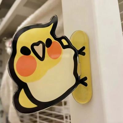 2Pcs Skateboarding Parrot Fridge Magnet Acrylic Cartoon Bird Magnetic Refrigerator Accessories Memo Note Photo Holder Decoration