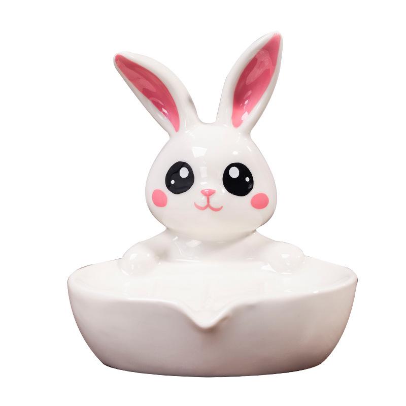 Creative Ceramic Rabbit Soap Dish - No Water Accumulation for Hotel Bathroom or Washbasin
