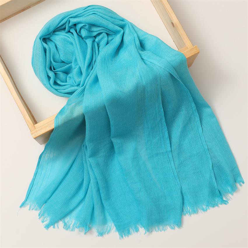 Foreign Trade Silk Scarf Cotton And Linen Headscarf Women'S Spring And Summer Solid Color Japanese And Korean Scarf Sun Protection Warm Shawl Hair