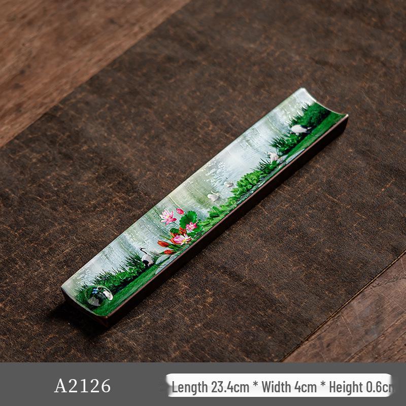 Guochao River & Mountain Ceramic Incense Holder - Retro Incense Stick Tray for Indoor Use