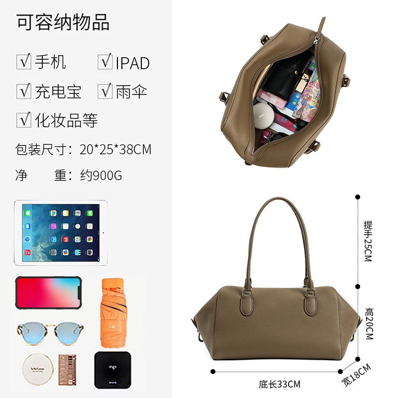 Underarm Bag, High-end First-layer Cowhide Tote Portable Leather Large-capacity Shoulder Bag, Korean Version Bowling Bag