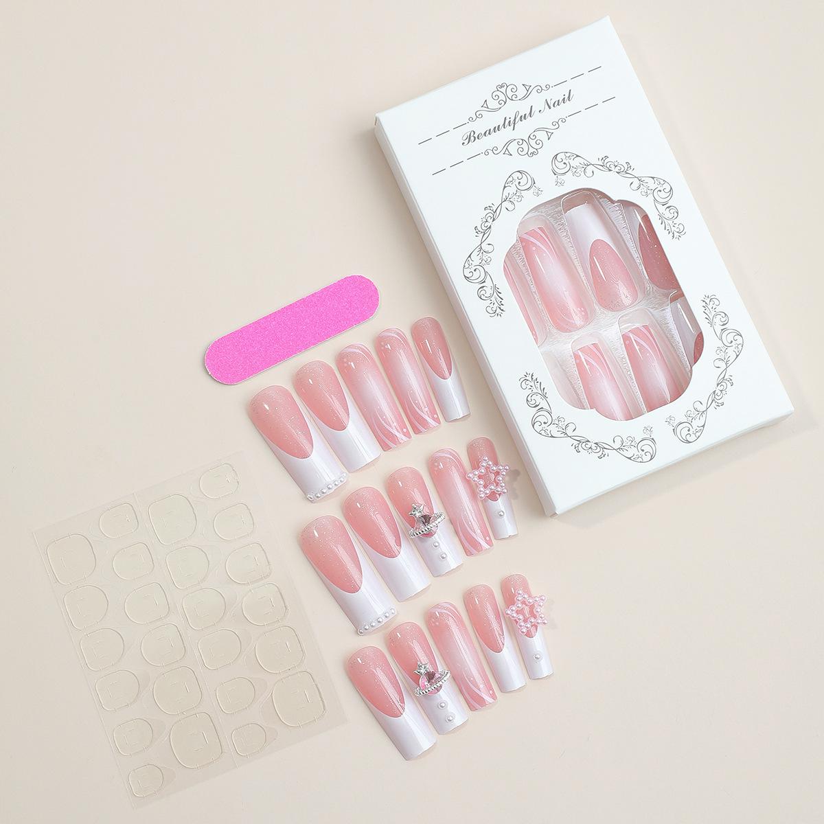 

Extra-Long French 3D Sweetheart Removable False Nails