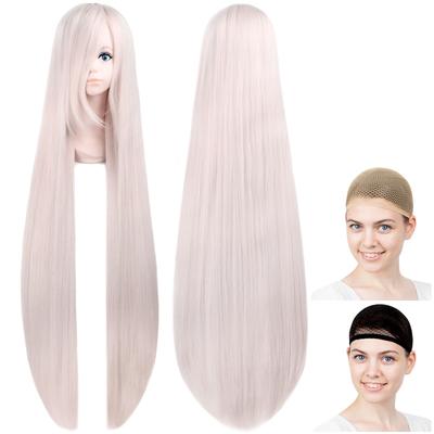 CaseEden Cosplay Wig, Premium, 120cm Long, Smooth White Blonde (Light Blonde), 6086