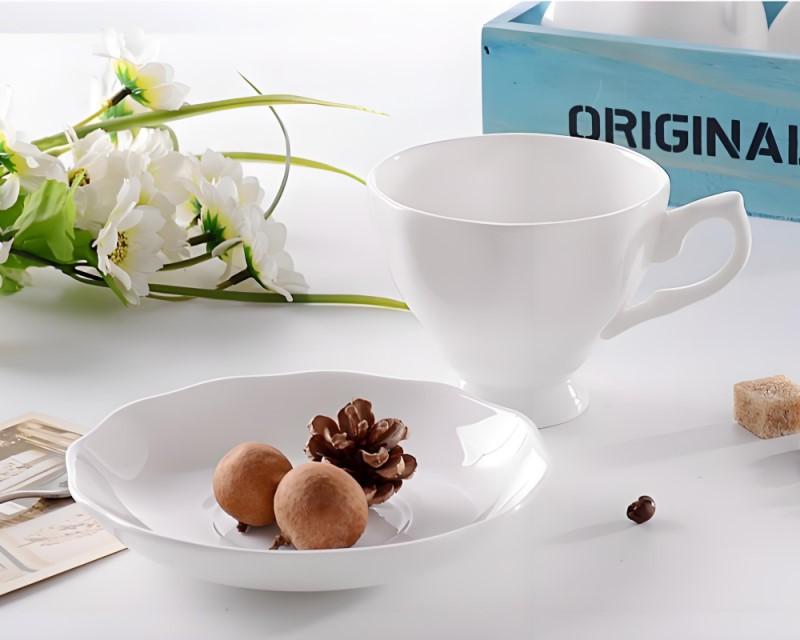 180ML, Plain White Ceramic Coffee Cup Set, Cafe Elegant Cofffee Cup and Saucer, English Bone China Tea Set, Cafeteira Espresso