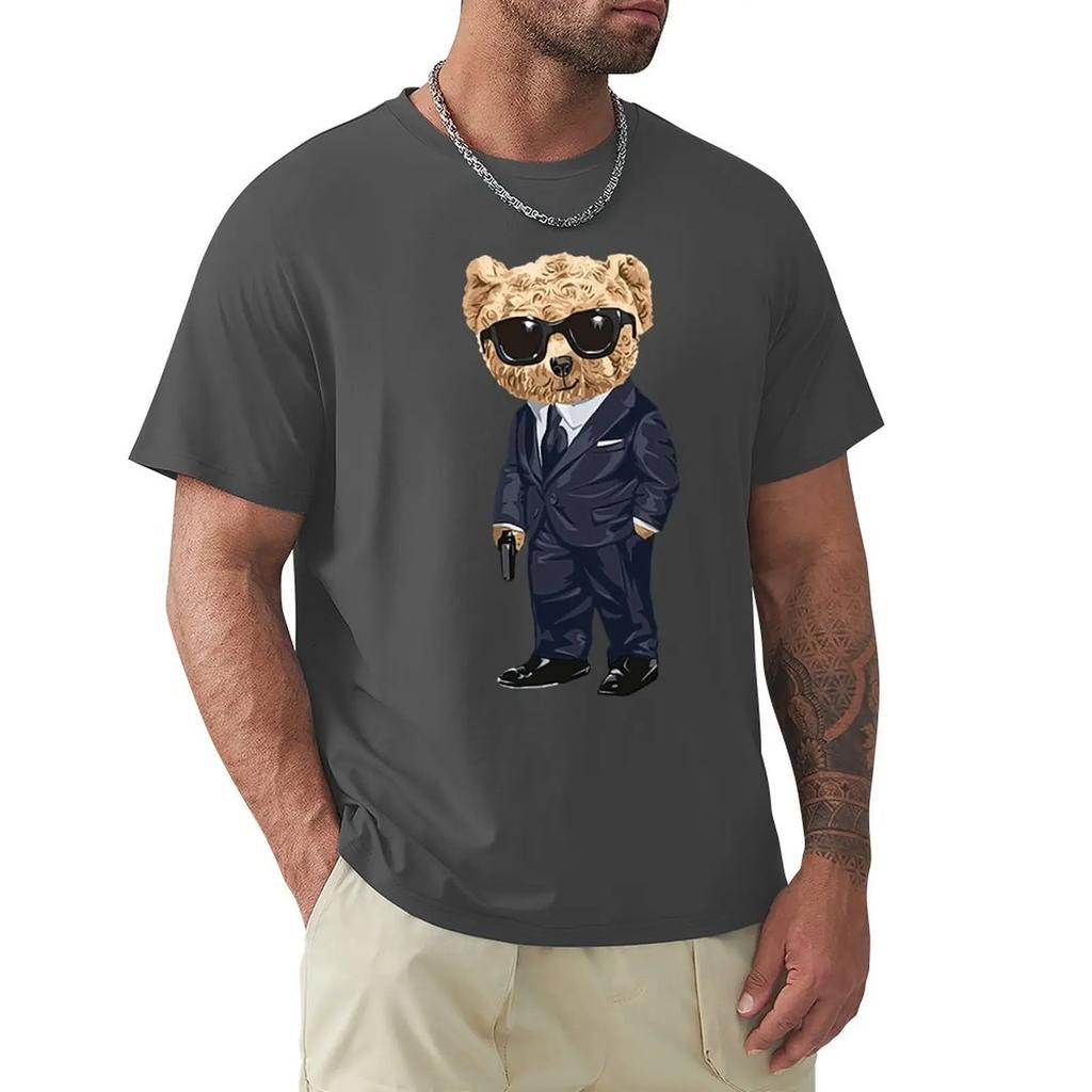 Teddy Bear With A Gun T Shirt Harajuku Short Sleeve T-shirt 100% Cotton Graphics Tshirt Tops