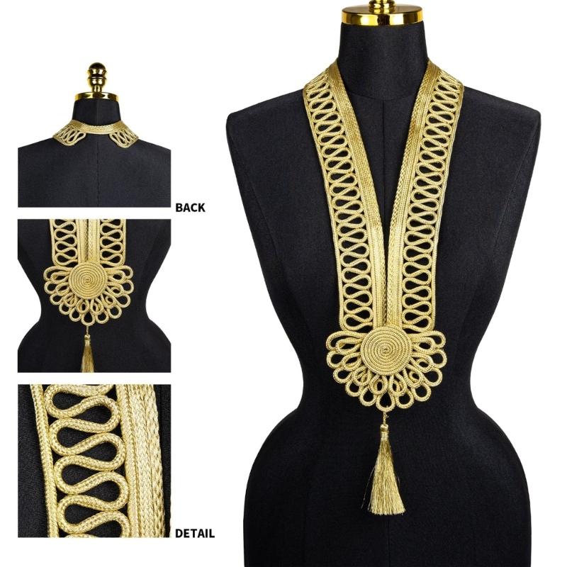 Gold Thread Collar Trim Sewing Applique For Handmade Suits And Dance Costume Clothing Embellishment Sewing Accessories