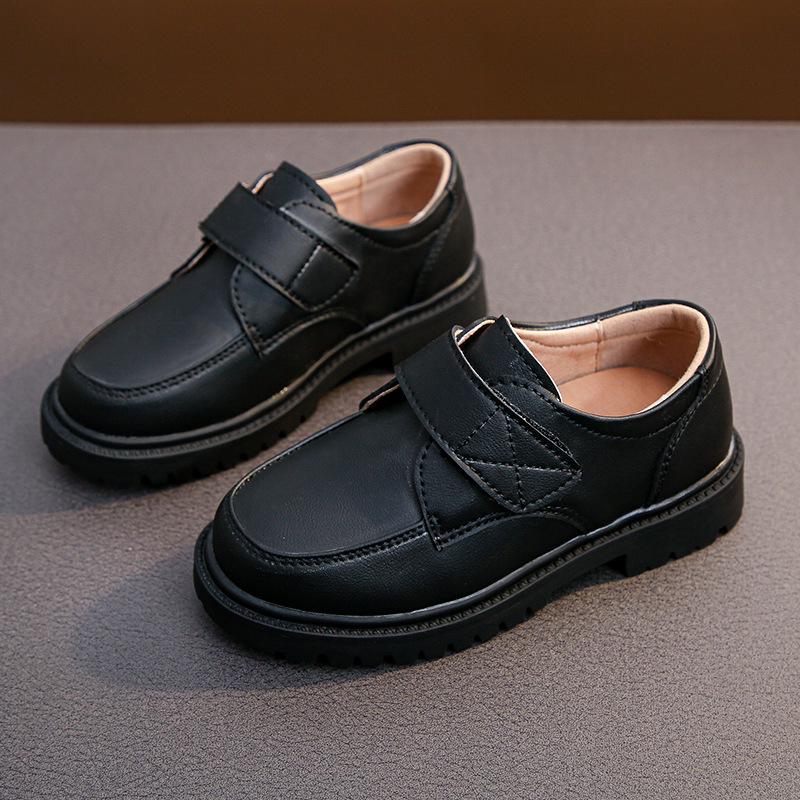 Boys' Black Leather Loafers - Soft Sole for Spring/Autumn, British Style, Perfect for Primary School Performances