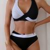 European and American New Swimwear Sexy Contrasting Bikini Two-piece Suit Cross Swimsuit Women's Small Fresh