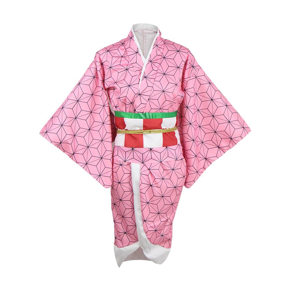 Ysir Anime Nezuko Cosplay Costume Kimono Devil Hunter Kamado Nezuko Costume Wig Womens Girls Kimono Uniform Clothes