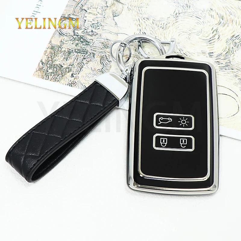 Car Key Case Cover 4 Button For Renault Koleos Kadjar Megane Talisman Captur Espace Clio - Tpu Keyring Car Accessories