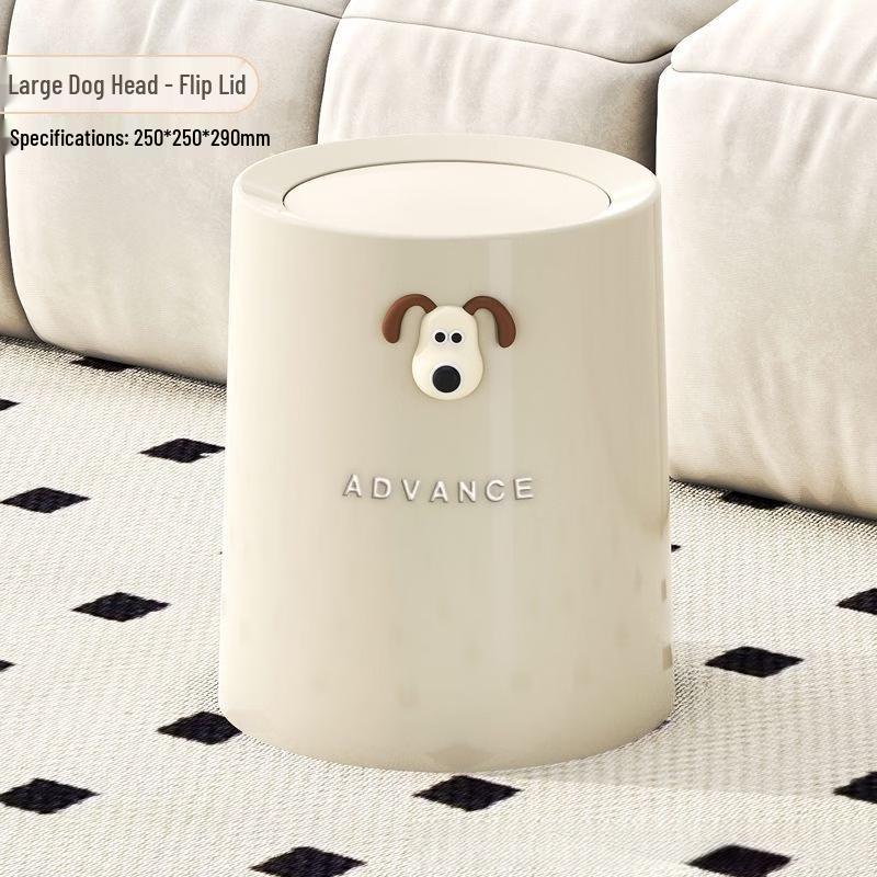 Puppy Bow-Knot Swing-Lid Trash Can