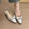 Fashion Pink Bow Thin High Heel Women Sandals Elegant Back Empty Fashion Summer Single Shoes Solid Pointed Toe Mary Jane Sandales Femme