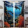 Marine Animal World Blackout Curtain for Room 2 Panel Elegant Room Curtains Partition Halloween Decoration Shades Living Kitchen