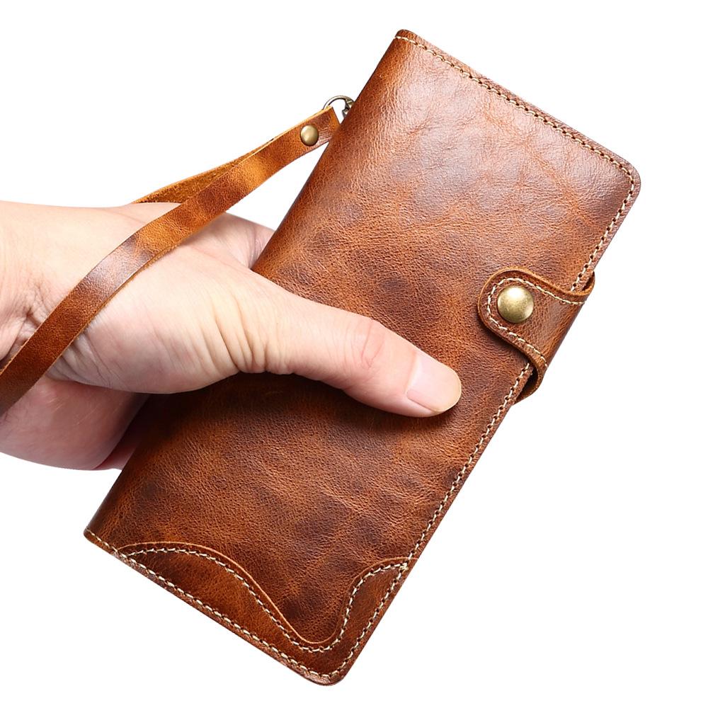 Samsung S26 Retro Genuine Leather Phone Case with Card Slot & Lanyard for S25 Ultra/S24+ Flip Cover