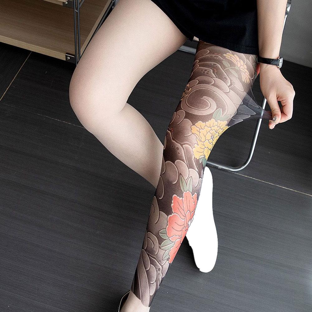 Full Leg Tattoo Socks Sun-proof Cycling Men Cool Personalized Driving Women Fishing Elastic Socks Japanese Sexy Stockings