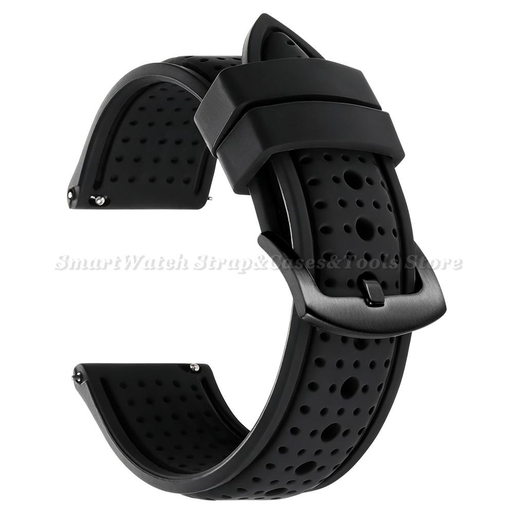 Soft Silicone Rubber Watch Strap 20mm 22mm 24mm Men Women Stitching Sport Waterproof Breathable Wrist Band for Seiko Bracelet