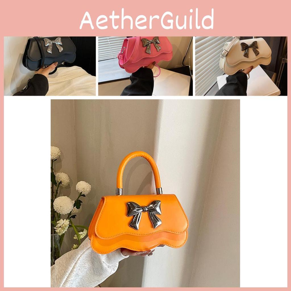 Fashionable Bowknot Small Square Tote Bag For Women Cute Shoulder Crossbody Purse