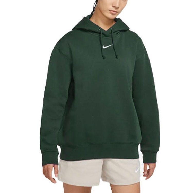 Nike Sportswear Collection Essentials Brushed Fleece Lined Hooded Pullover Sweatshirt Winter Women's Green DJ7669-397