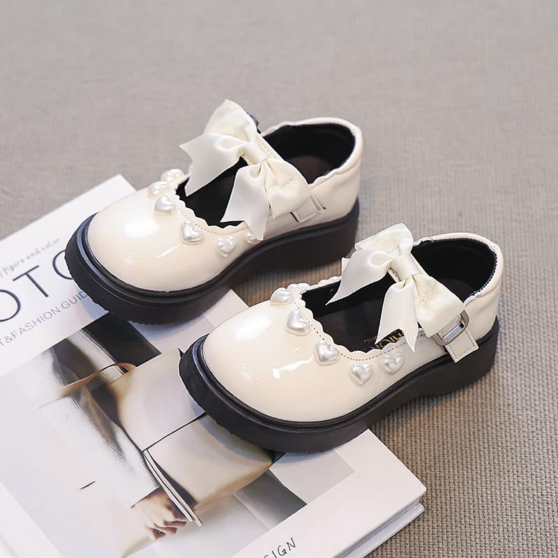 

Fall New Arrival Korean Girls Patent Leather Bow Princess Shoes Childrens Glossy Leather Flats size 26