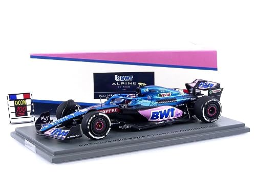 Spark 1/43 BWT Alpine F1 Team A522 2022 F1 Austrian GP 5th Place #31 E. Ocon Alpine's 100th Race