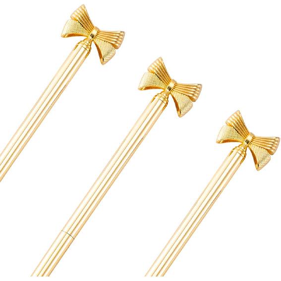3 Pieces Bow Decoration Twist Metal Ballpoint Pen Ball Pen 1.0 MM Black Ink