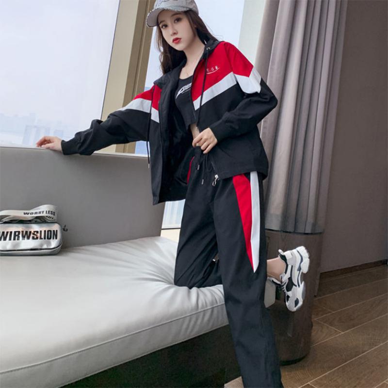 

Весенне-осенний костюм для спорта и отдыха в западном стиле с застежкой-молнией. Женский темпераментный костюм большого размера с капюшоном. Свободная и тонкая женская куртка. XXL